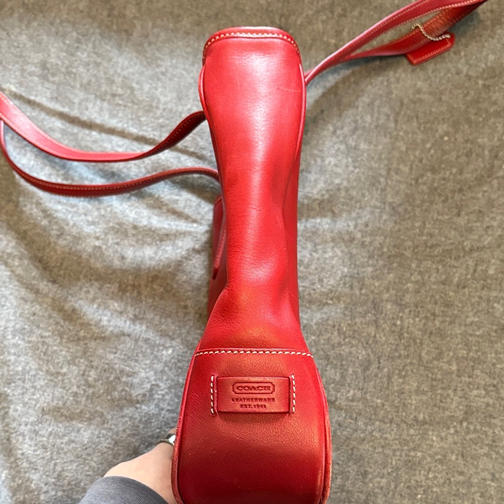 Coach Red Leather Tote Bag - Picture 8 of 16